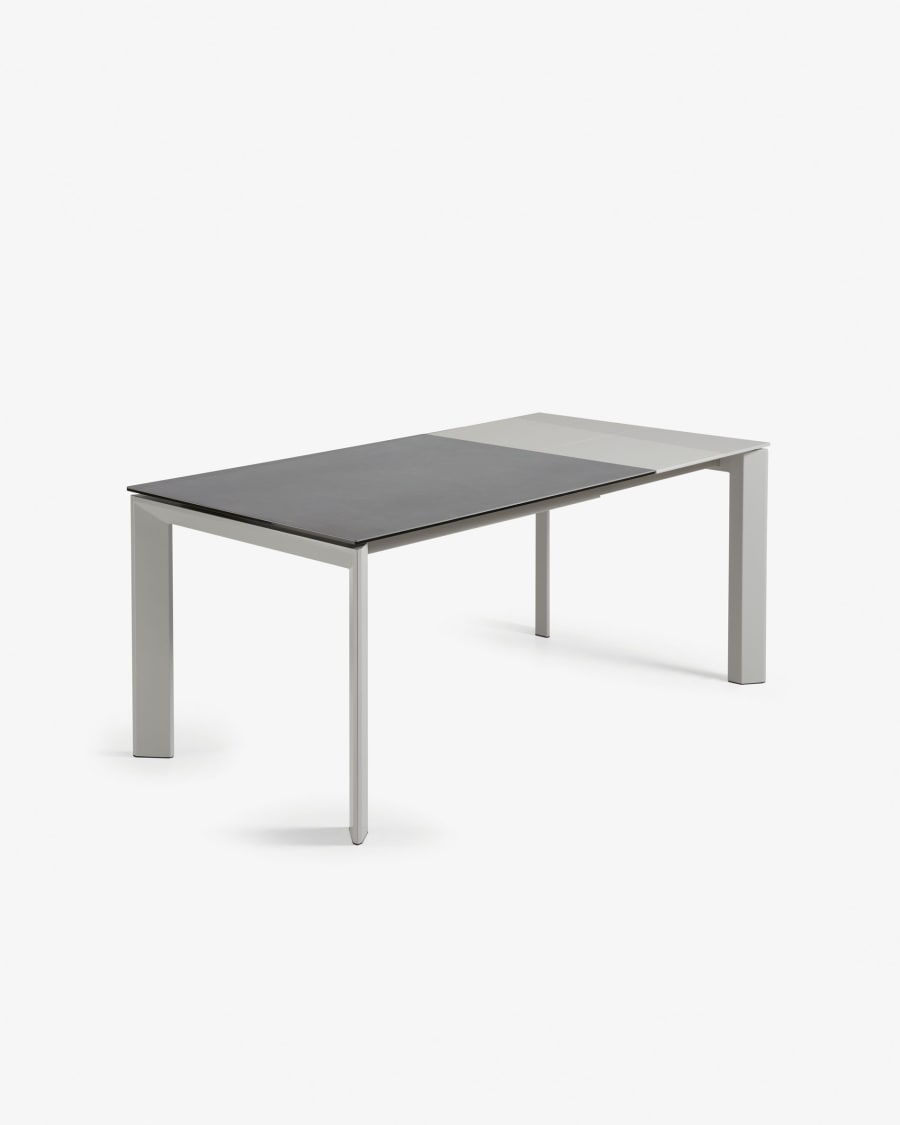 Axis Ausziehtisch Feinsteinzeug Vulcano Roca Finish Beine in Grau 120 (180) cm