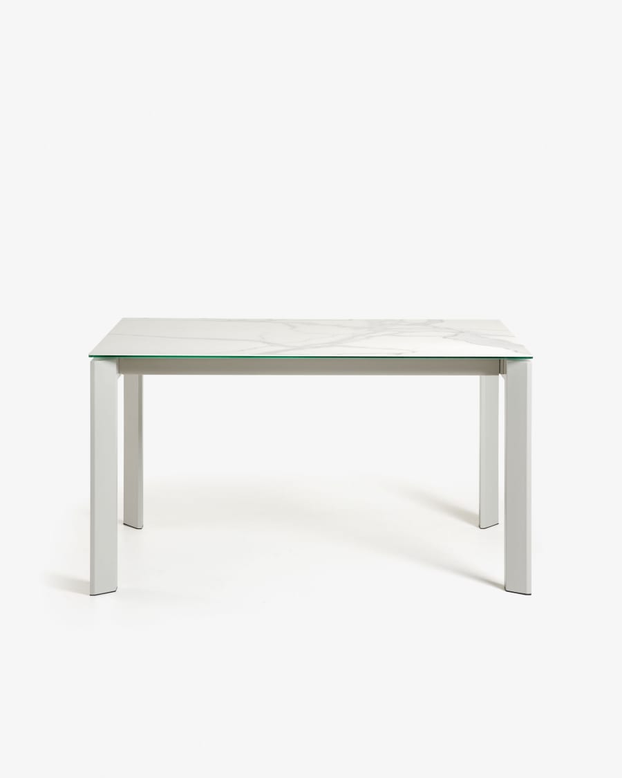 Axis Ausziehtisch Feinsteinzeug mit Kalos Blanco Finish Beine in Grau 140 (200) cm