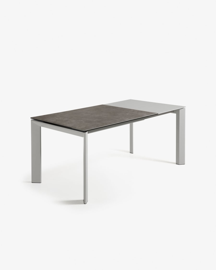 Axis Ausziehtisch Feinsteinzeug Vulcano Ceniza Finish Stahlbeine in Grau 140 (200) cm