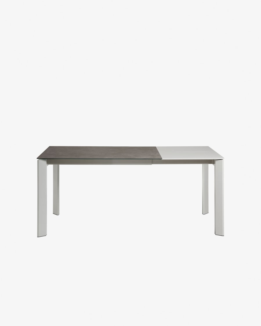 Axis Ausziehtisch Feinsteinzeug Vulcano Ceniza Finish Stahlbeine in Grau 140 (200) cm