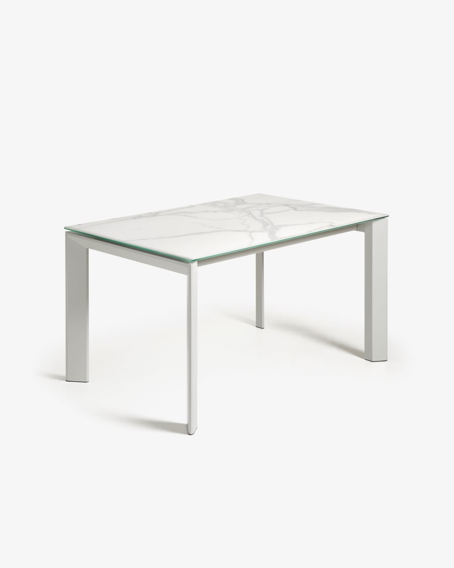 Axis Ausziehtisch Feinsteinzeug mit Kalos Blanco Finish Beine in Grau 160 (220) cm