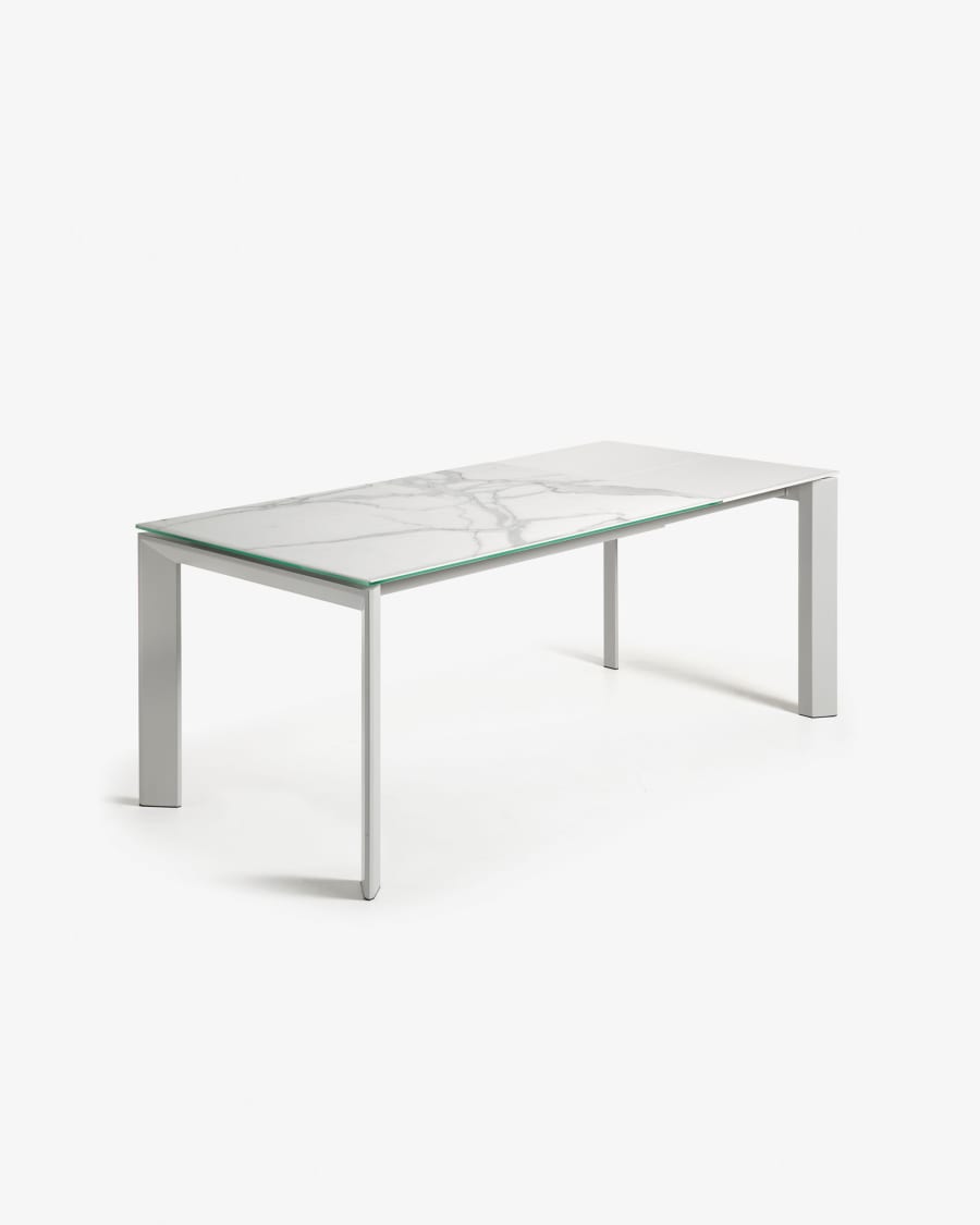 Axis Ausziehtisch Feinsteinzeug mit Kalos Blanco Finish Beine in Grau 160 (220) cm