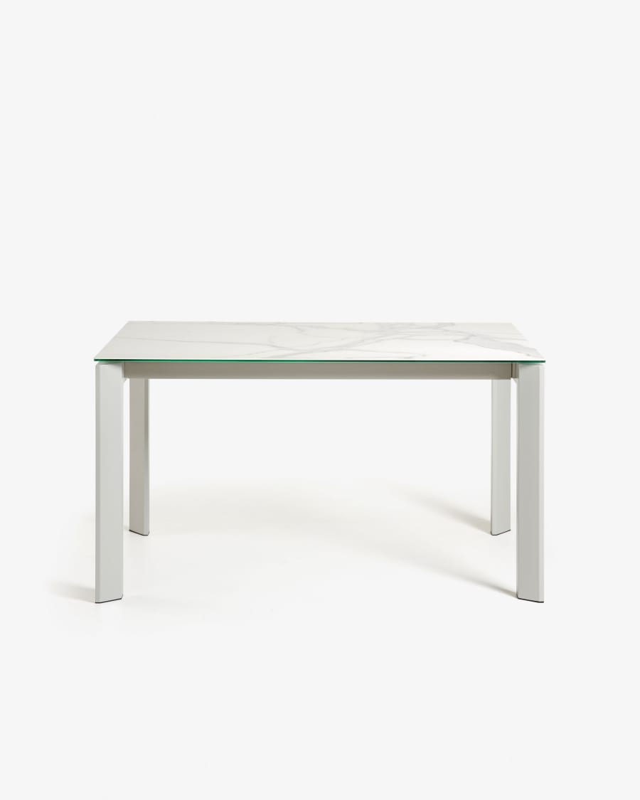 Axis Ausziehtisch Feinsteinzeug mit Kalos Blanco Finish Beine in Grau 160 (220) cm
