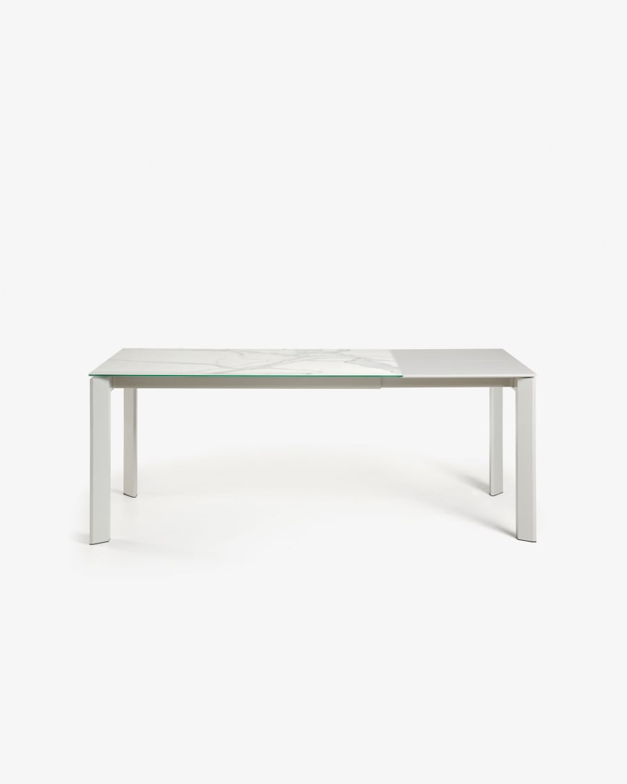 Axis Ausziehtisch Feinsteinzeug mit Kalos Blanco Finish Beine in Grau 160 (220) cm