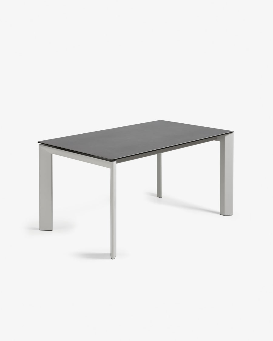 Axis porcelain extendable table in Volcano Rock finish with grey legs 160 (220) cm