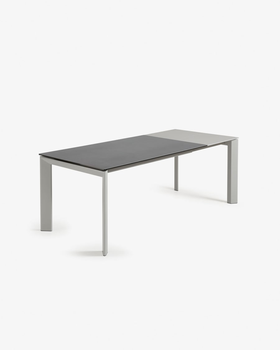 Axis porcelain extendable table in Volcano Rock finish with grey legs 160 (220) cm