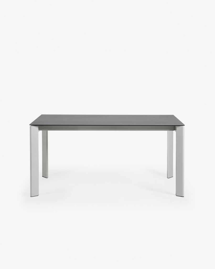 Axis porcelain extendable table in Volcano Rock finish with grey legs 160 (220) cm