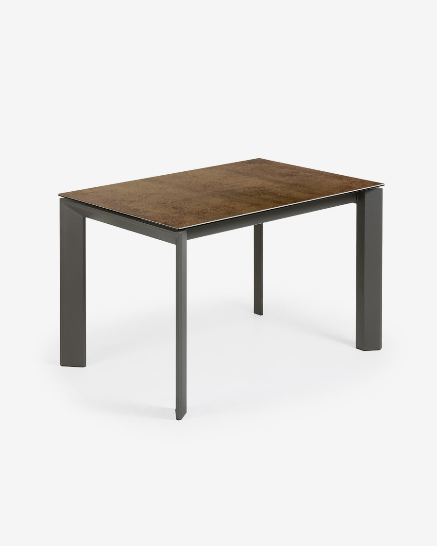 Axis Ausziehtisch Feinsteinzeug Iron Corten Finish und Beine in Dunkelgrau 120 (180) cm