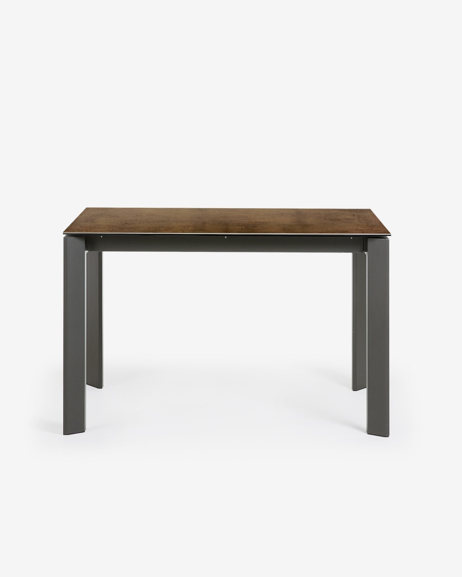 Axis Ausziehtisch Feinsteinzeug Iron Corten Finish und Beine in Dunkelgrau 120 (180) cm