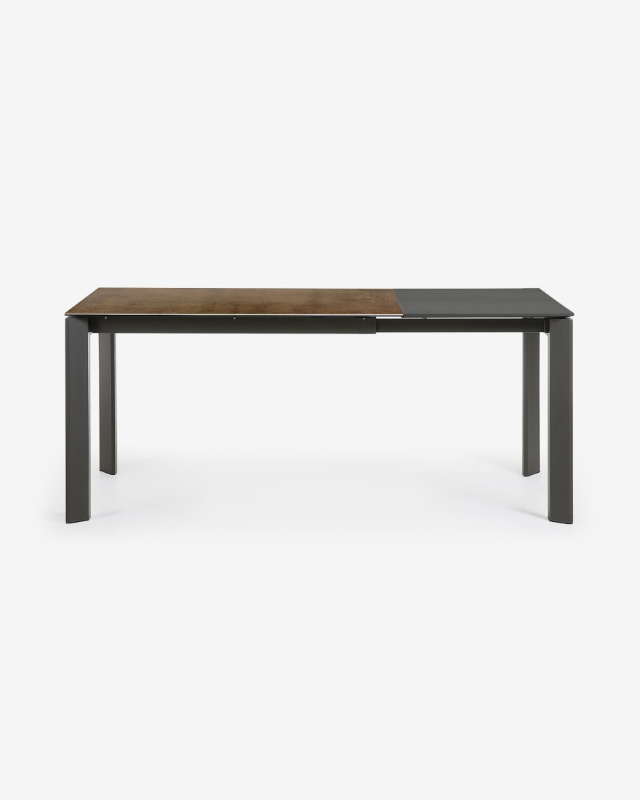 Axis Ausziehtisch Feinsteinzeug Iron Corten Finish und Beine in Dunkelgrau 120 (180) cm