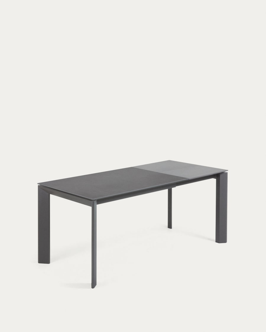 Axis Ausziehtisch Feinsteinzeug Vulcano Roca Finish Stahlbeine in Dunkelgrau 120 (180) cm