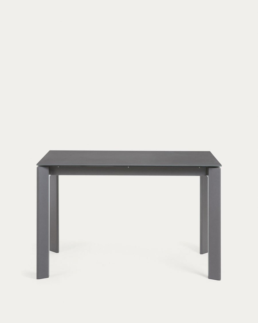 Axis Ausziehtisch Feinsteinzeug Vulcano Roca Finish Stahlbeine in Dunkelgrau 120 (180) cm