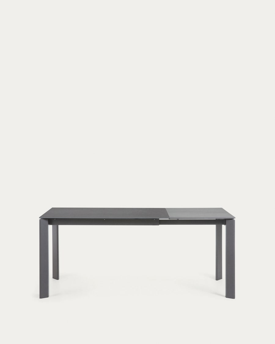 Axis Ausziehtisch Feinsteinzeug Vulcano Roca Finish Stahlbeine in Dunkelgrau 120 (180) cm