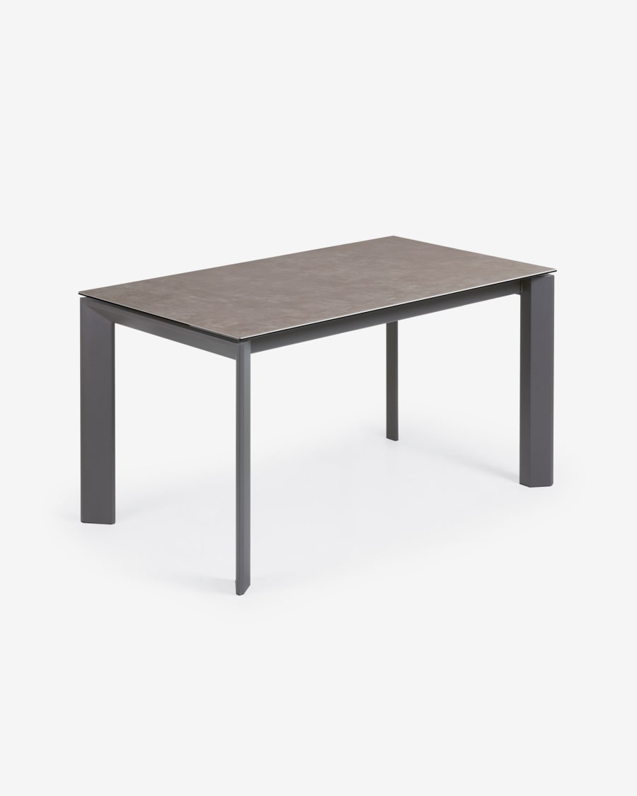 Axis Ausziehtisch Feinsteinzeug Vulcano Ceniza Finish Stahlbeine in Anthrazit 140 (200) cm