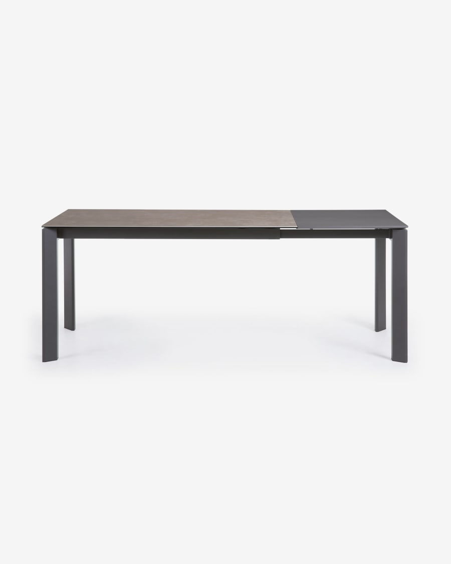 Axis Ausziehtisch Feinsteinzeug Vulcano Ceniza Finish Stahlbeine in Anthrazit 140 (200) cm