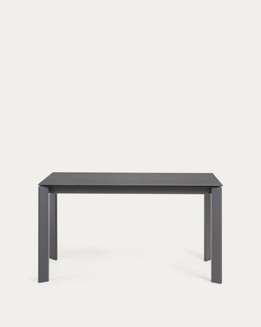 Axis Ausziehtisch Feinsteinzeug mit Vulcano Roca Finish Stahlbeine in Dunkelgrau 140 (200) cm