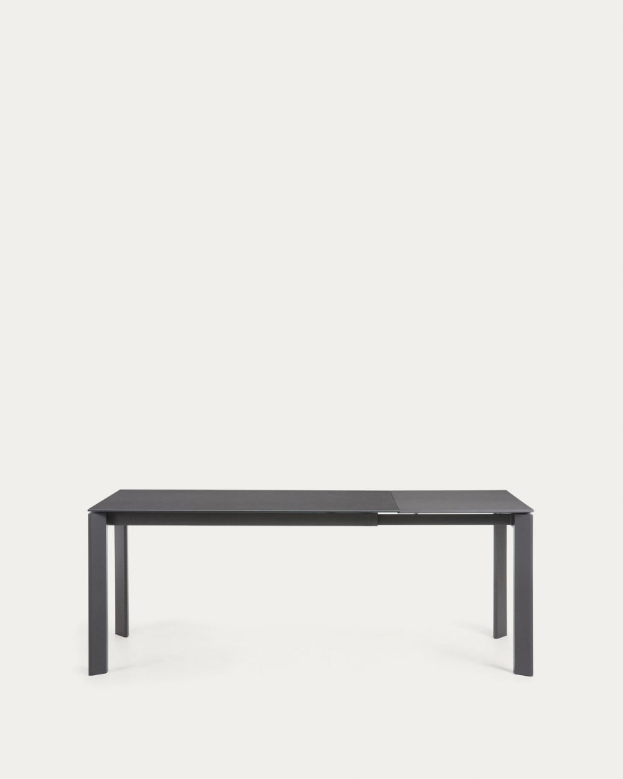 Axis Ausziehtisch Feinsteinzeug mit Vulcano Roca Finish Stahlbeine in Dunkelgrau 140 (200) cm