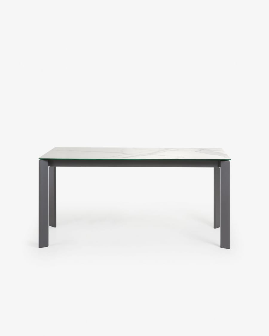 Axis Ausziehtisch Feinsteinzeug mit Kalos Blanco Finish Beine in Anthrazit 160 (220) cm
