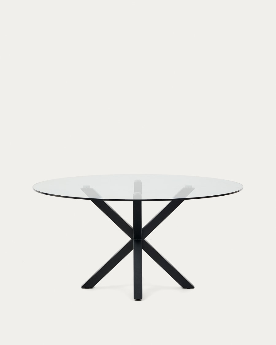 Argo round table in glass and steel legs with black finish Ø 150 cm