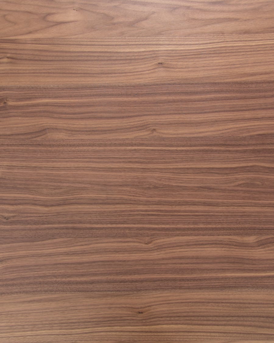 Kesia walnut veneer extendable table and steel legs in a black finish, 160 (220) x 90 cm