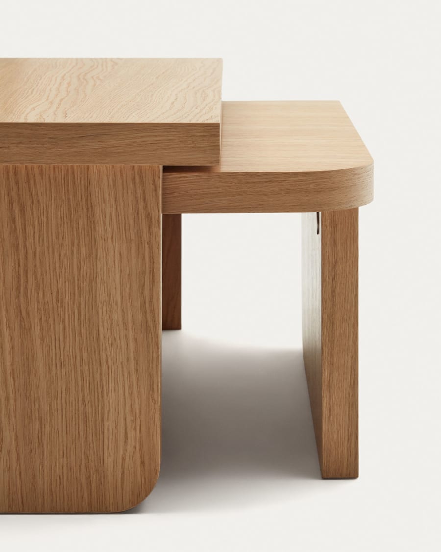 Oaq set of 2 coffee tables in oak wood veneer with natural finish FSC Mix Credit