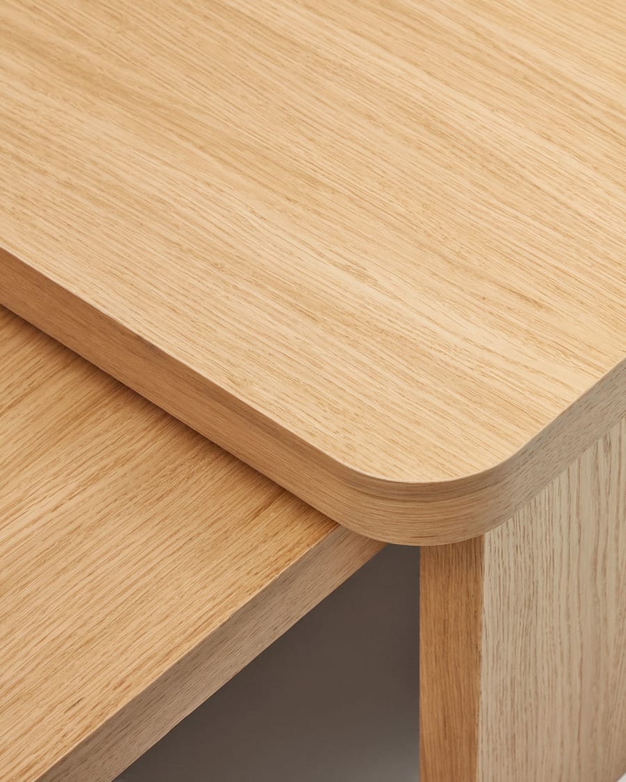 Oaq set of 2 coffee tables in oak wood veneer with natural finish FSC Mix Credit