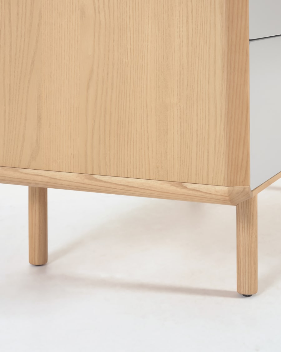 Anielle solid and ash veneer chest of five drawers 60 x 117 cm