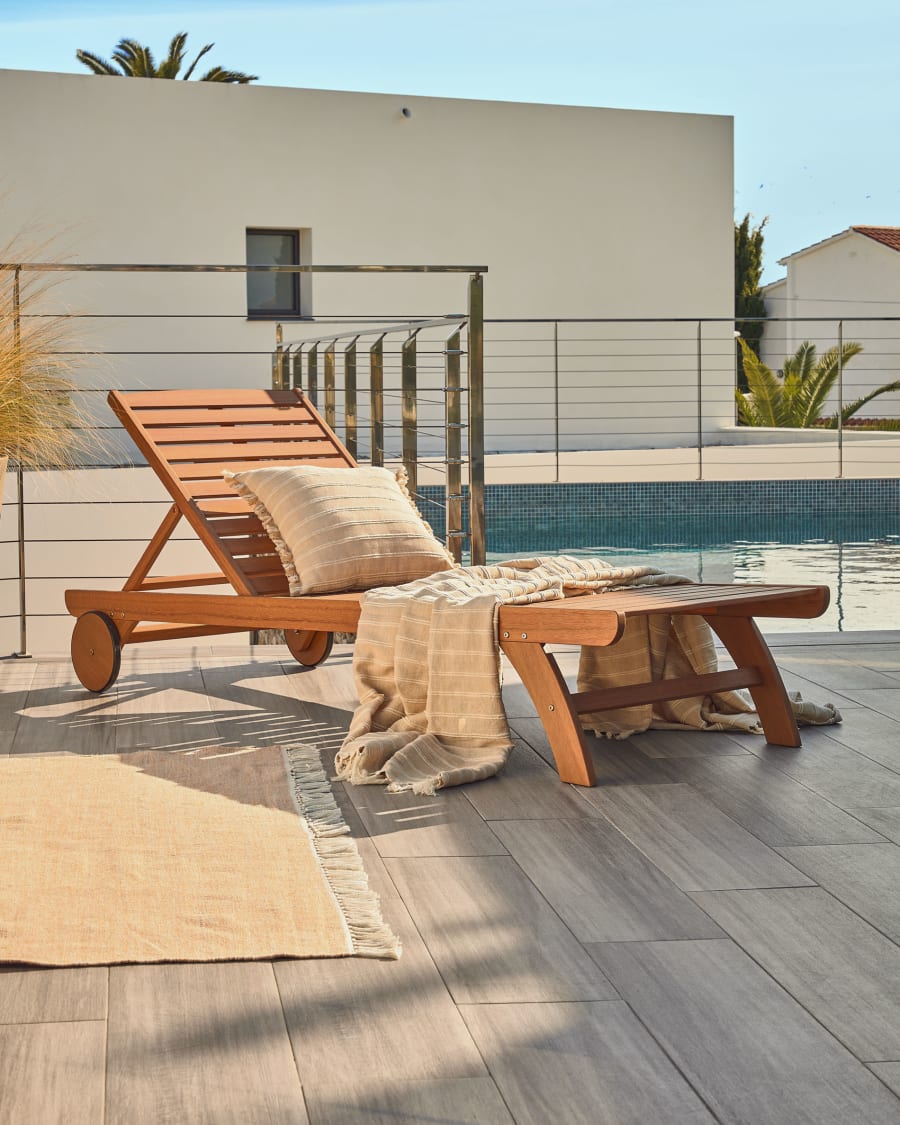 Sweeney 100% cotton blanket with beige and white stripes 170 x 130 cm