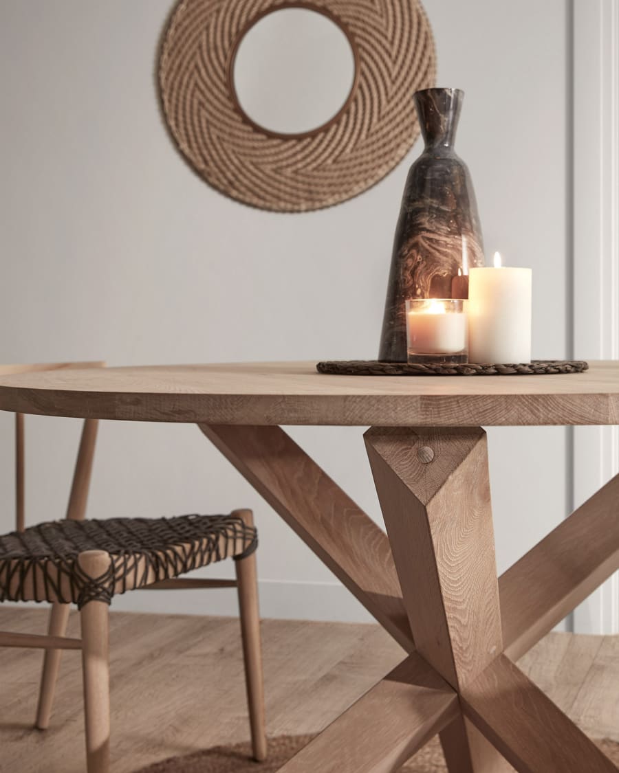 Lotus wood table in solid oak, Ø 120 cm