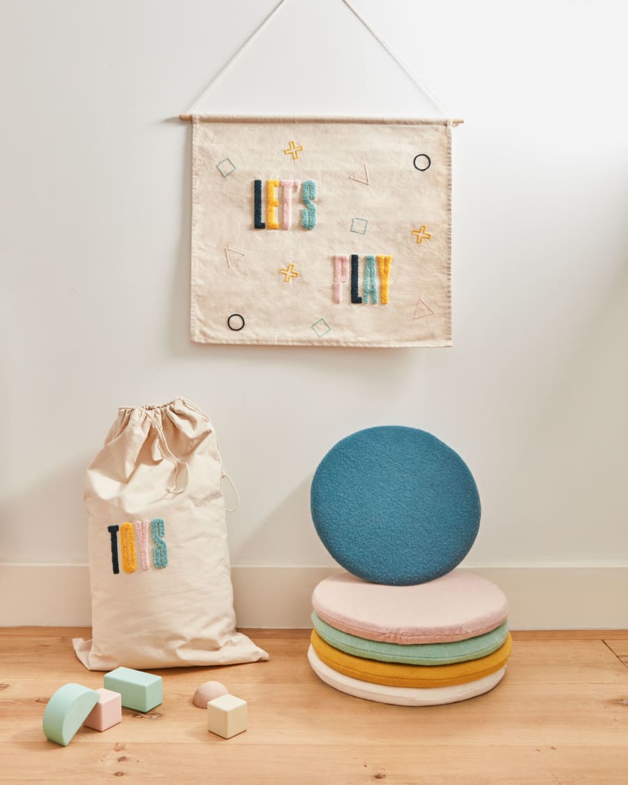 Biasina round 100% wool chair cushion in pink Ø 35 cm