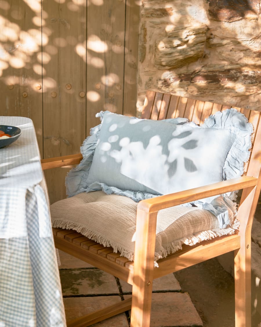 Nacha cotton and linen cushion cover in blue 30 x 50 cm