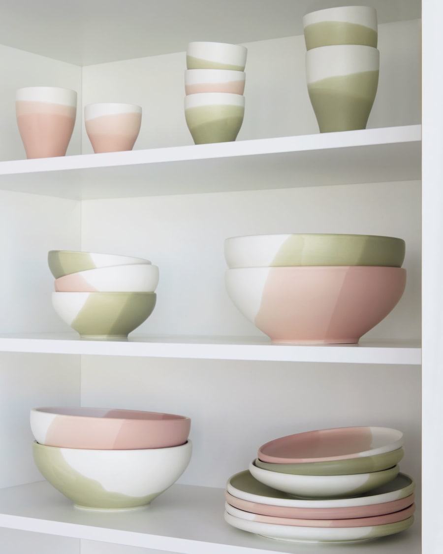 Sayuri porcelain coffee cup in green and white