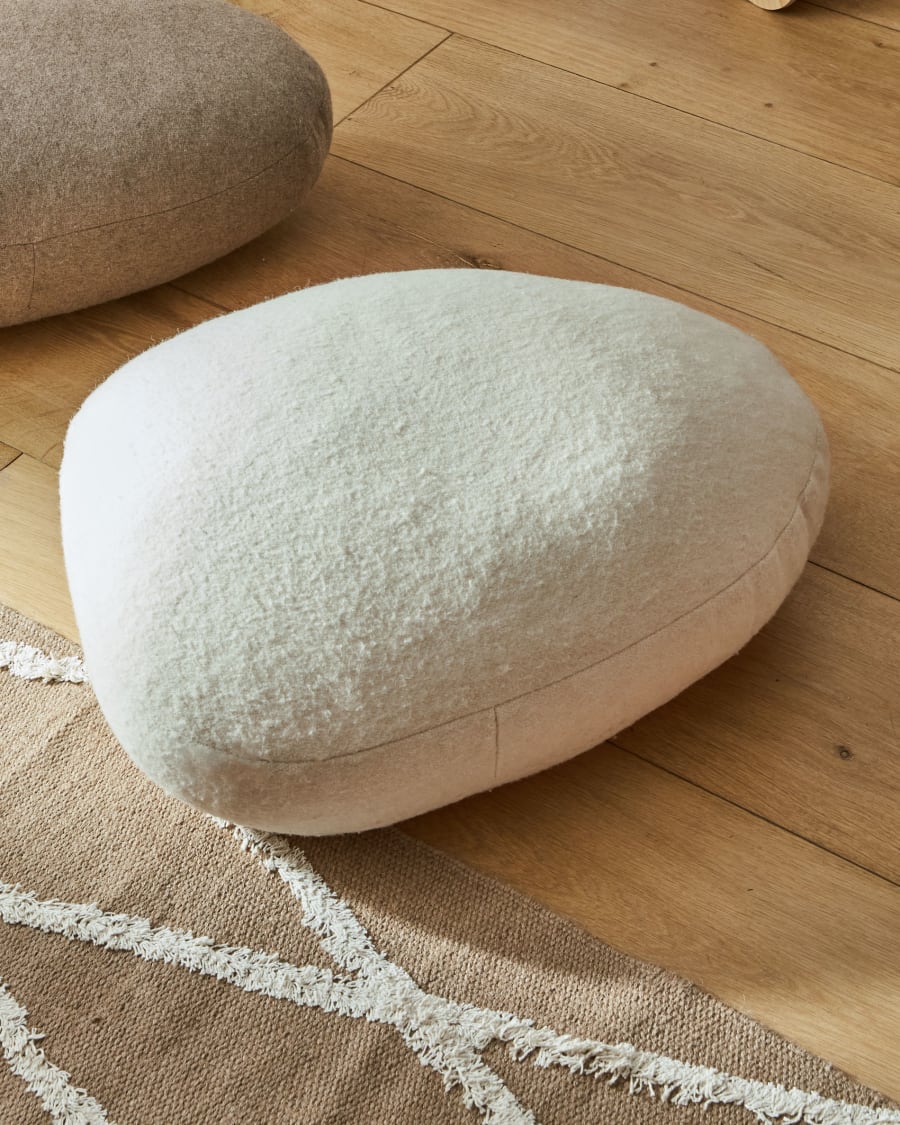 Gaby 100% wool pouffe in beige