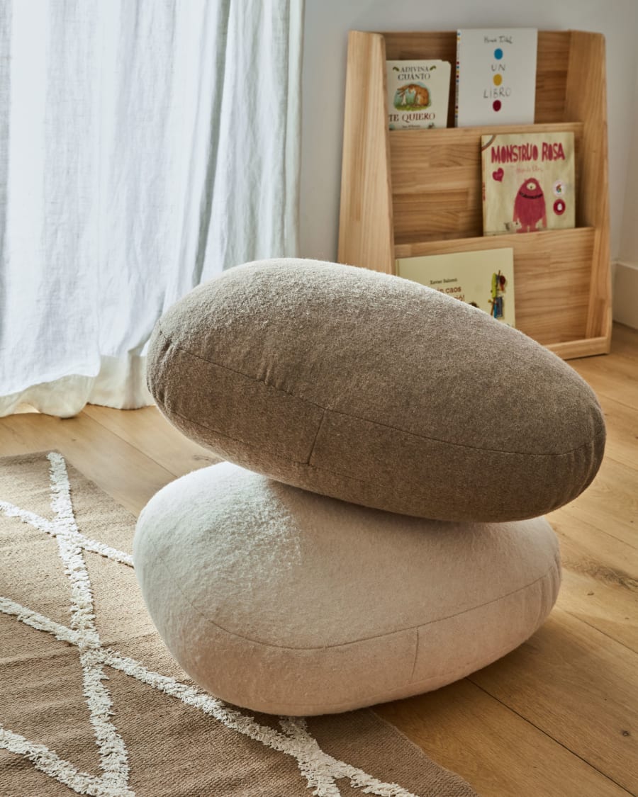 Gaby 100% wool pouffe in brown
