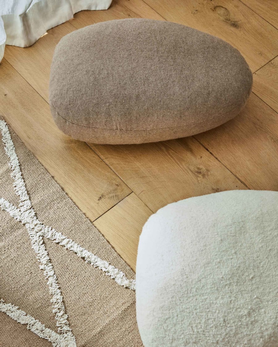 Gaby 100% wool pouffe in brown