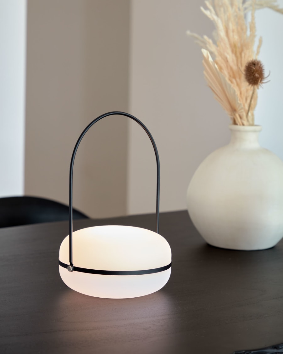 Tea table lamp in polythene and metal with black finish