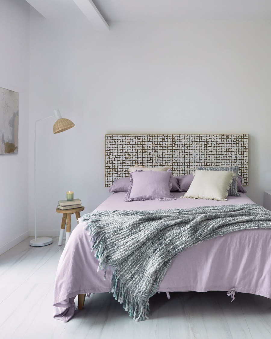 Dileta 100% GOTS cotton duvet cover, fitted sheet, and cushion cover in mauve, 135 x 190 cm