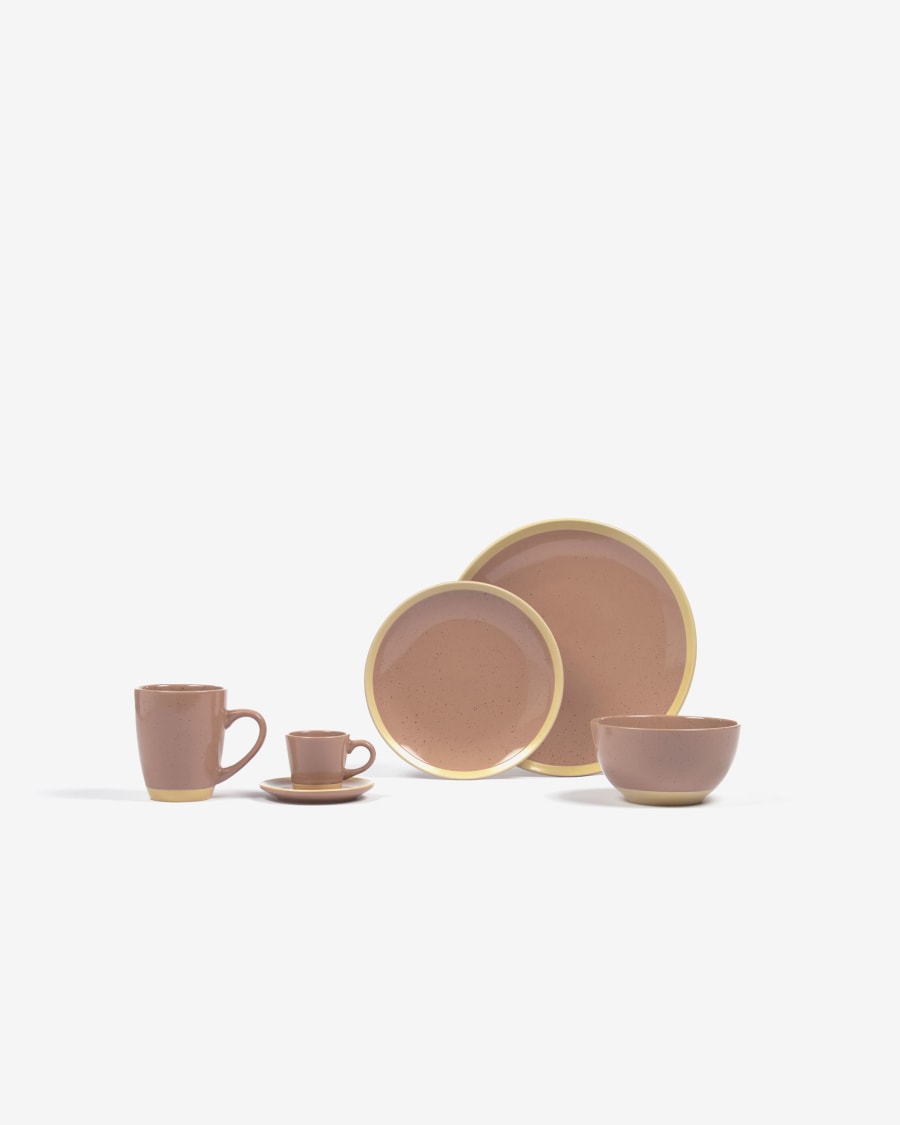 Κεραμική κούπα με πιατάκι Tilia, ανοιχτό καφέ