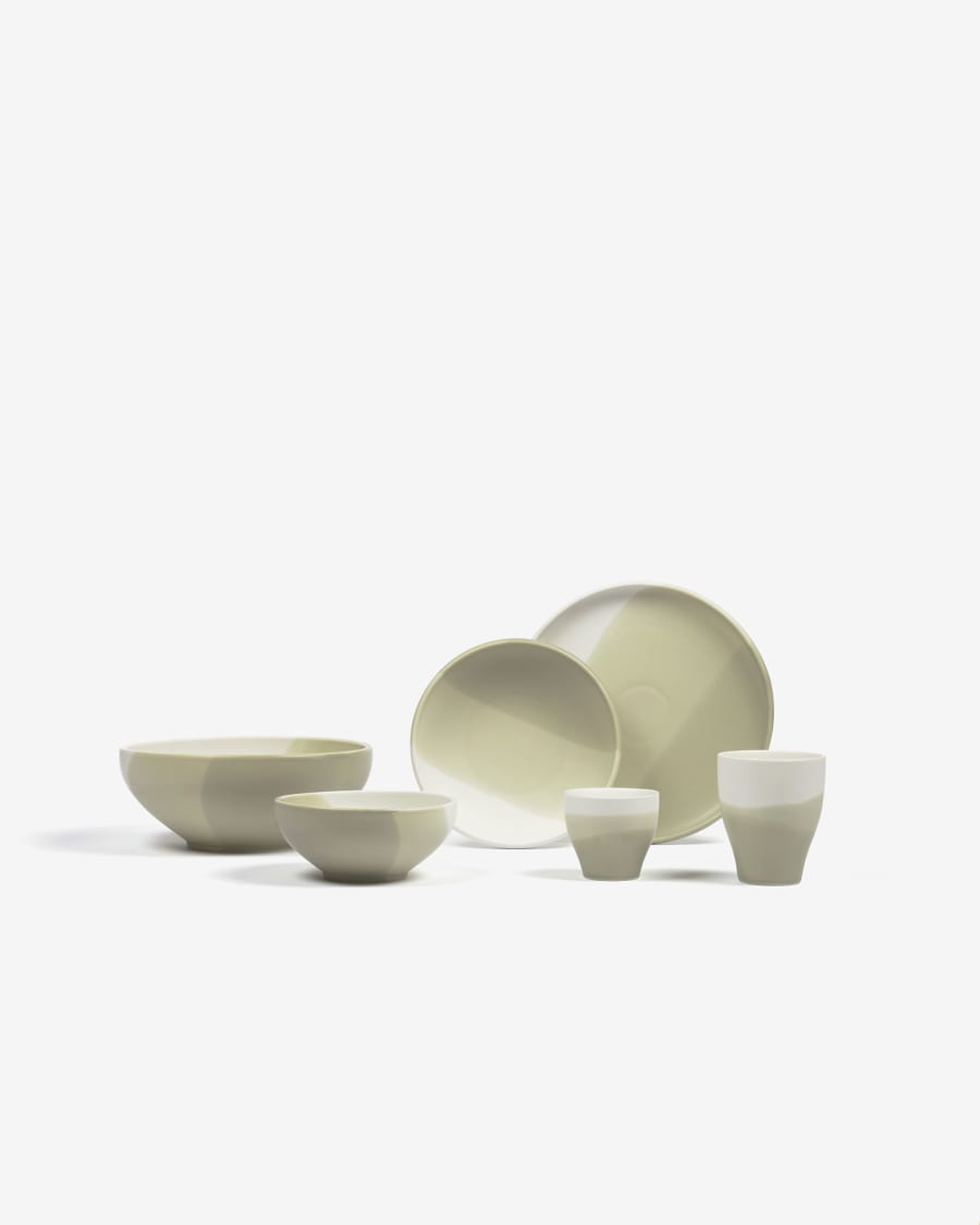 Sayuri porcelain coffee cup in green and white
