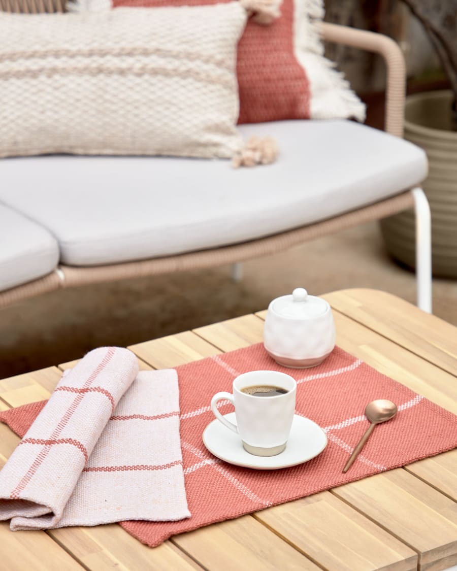 Ryba coffee cup and saucer in white and brown ceramic