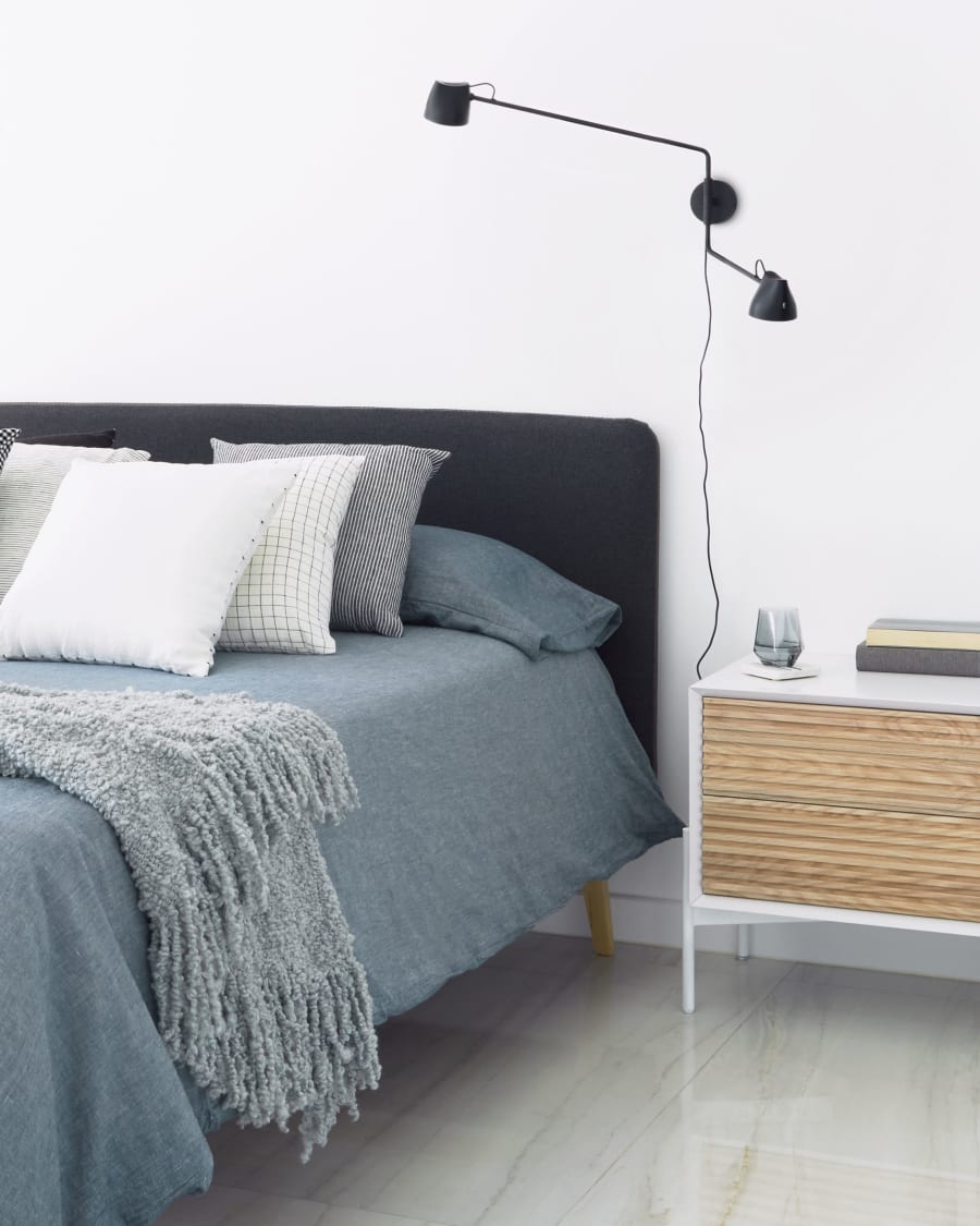 Eglant duvet cover, sheet & pillowcase set in blue GOTS cotton and linen 180 x 200 cm