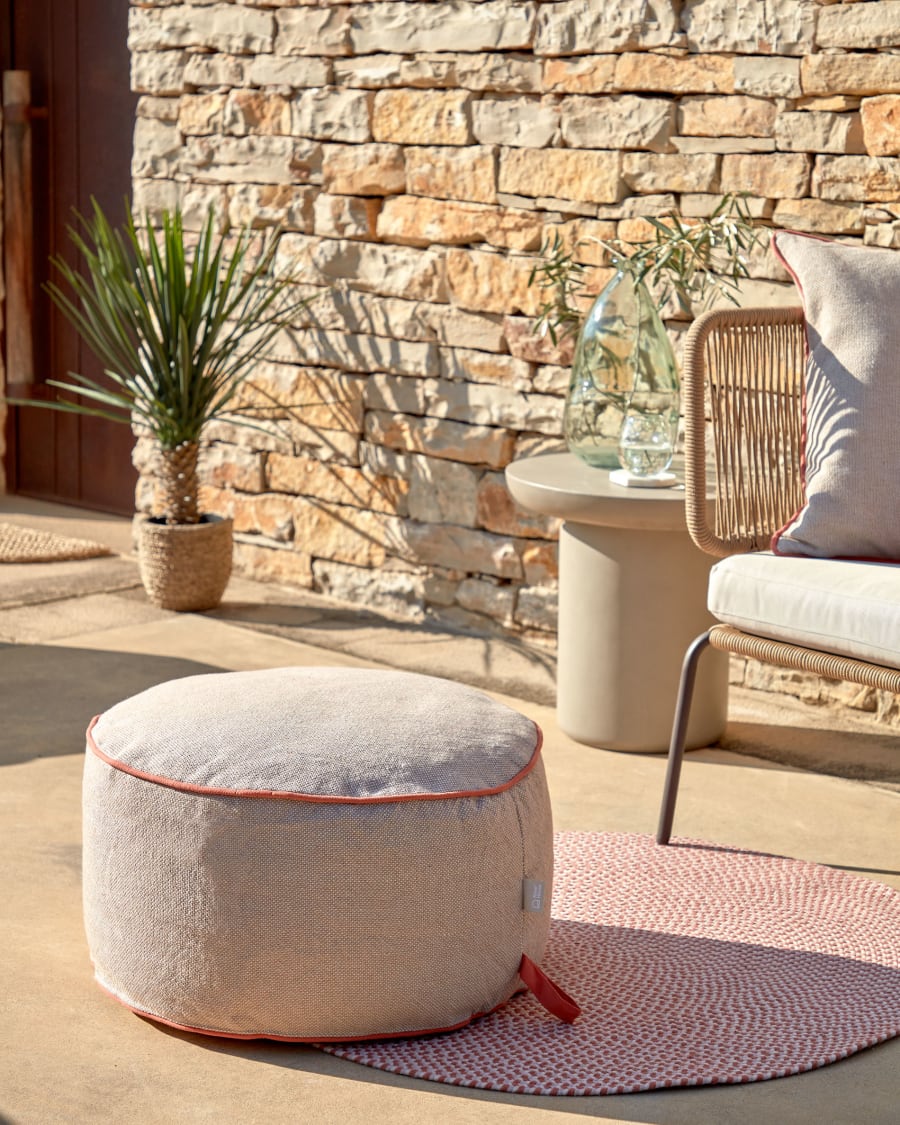 Pouf Dalila in PET beige Ø 60 cm