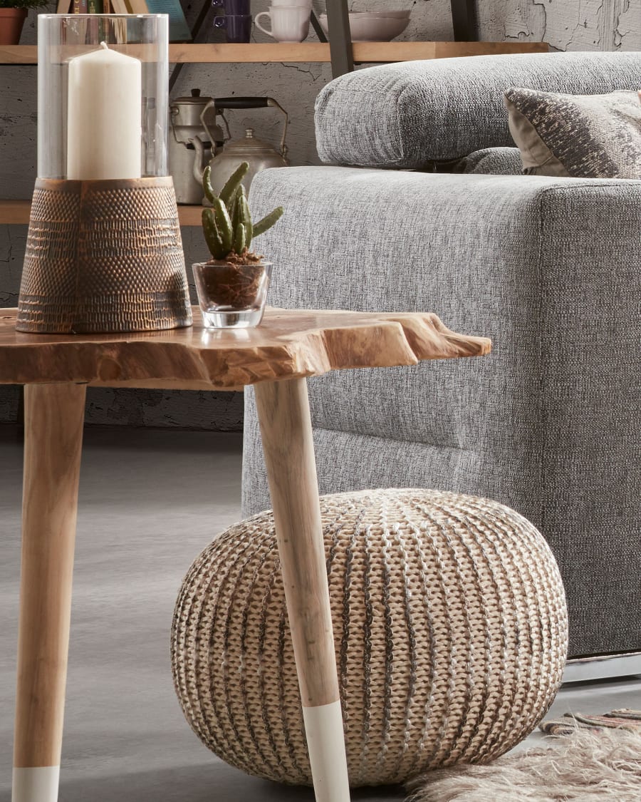 White and silver Shott pouf Ø 45 cm