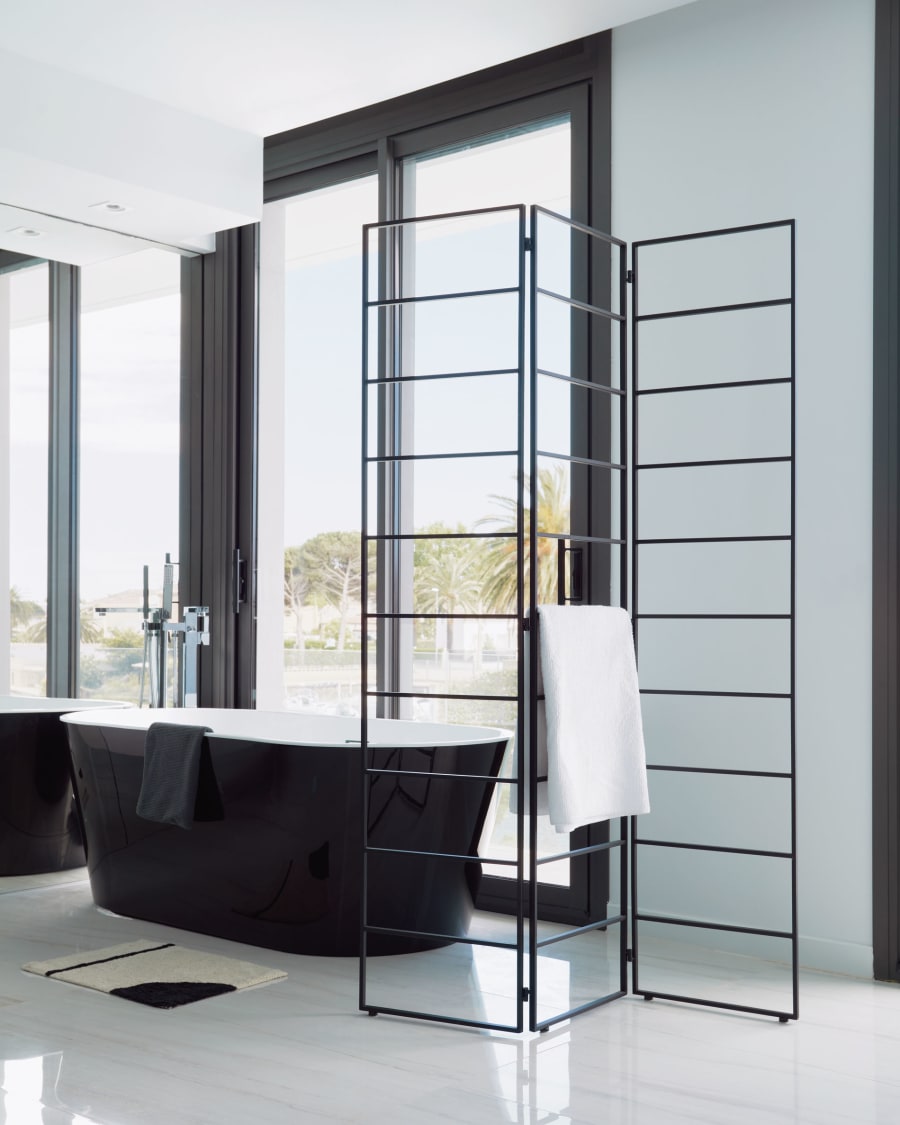 Ondine black metal room divider 124,5 x 184 cm