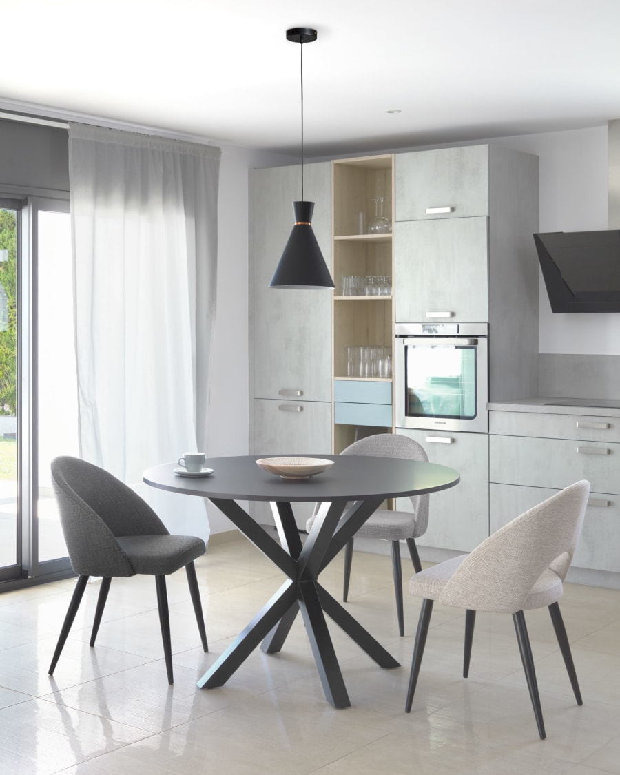 Grey Mael chair with steel legs with black finish FSC 100%