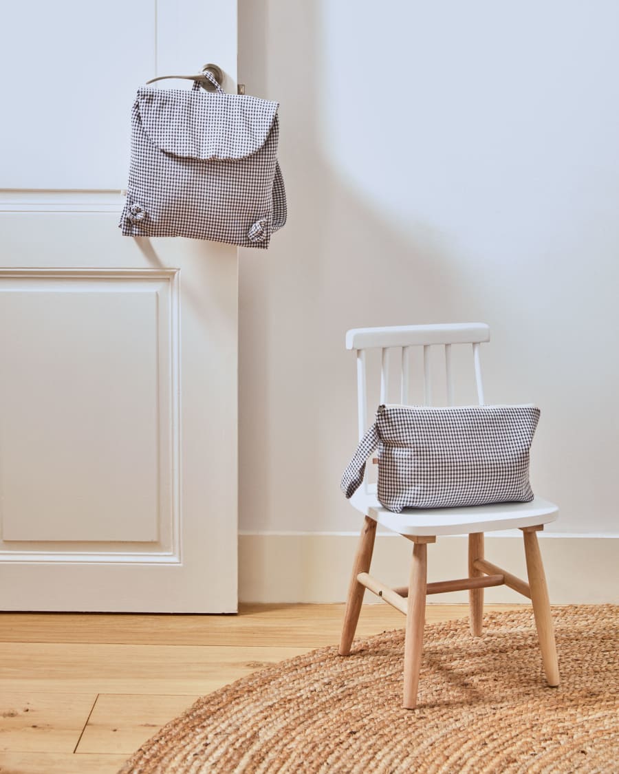 Vianina toiletry bag 100% organic cotton (GOTS) in Vichy black and white checks