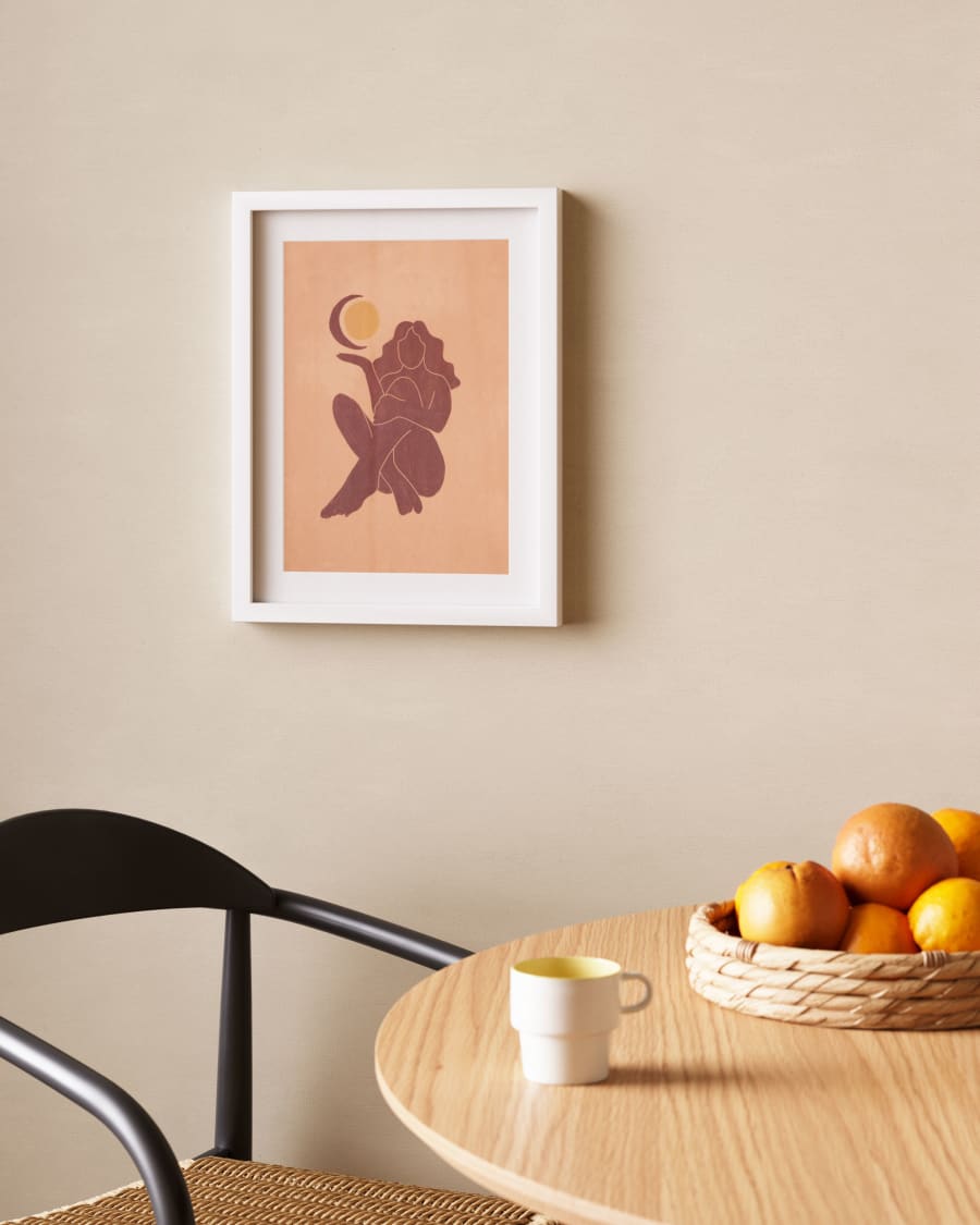 Πίνακας Zinerva, γυναίκα, ήλιος και φεγγάρι πολύχρωμος, 30 x 40 εκ