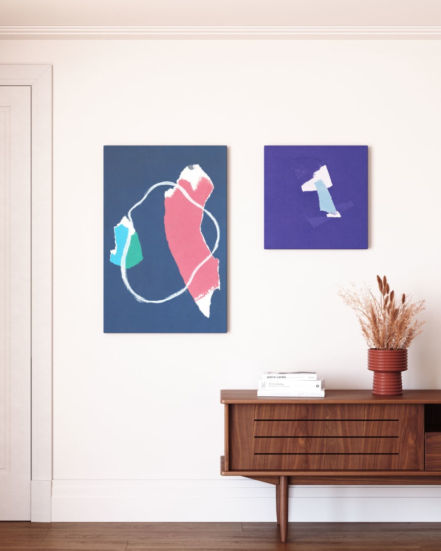 Zoeli blue abstract canvas 50 x 50 cm