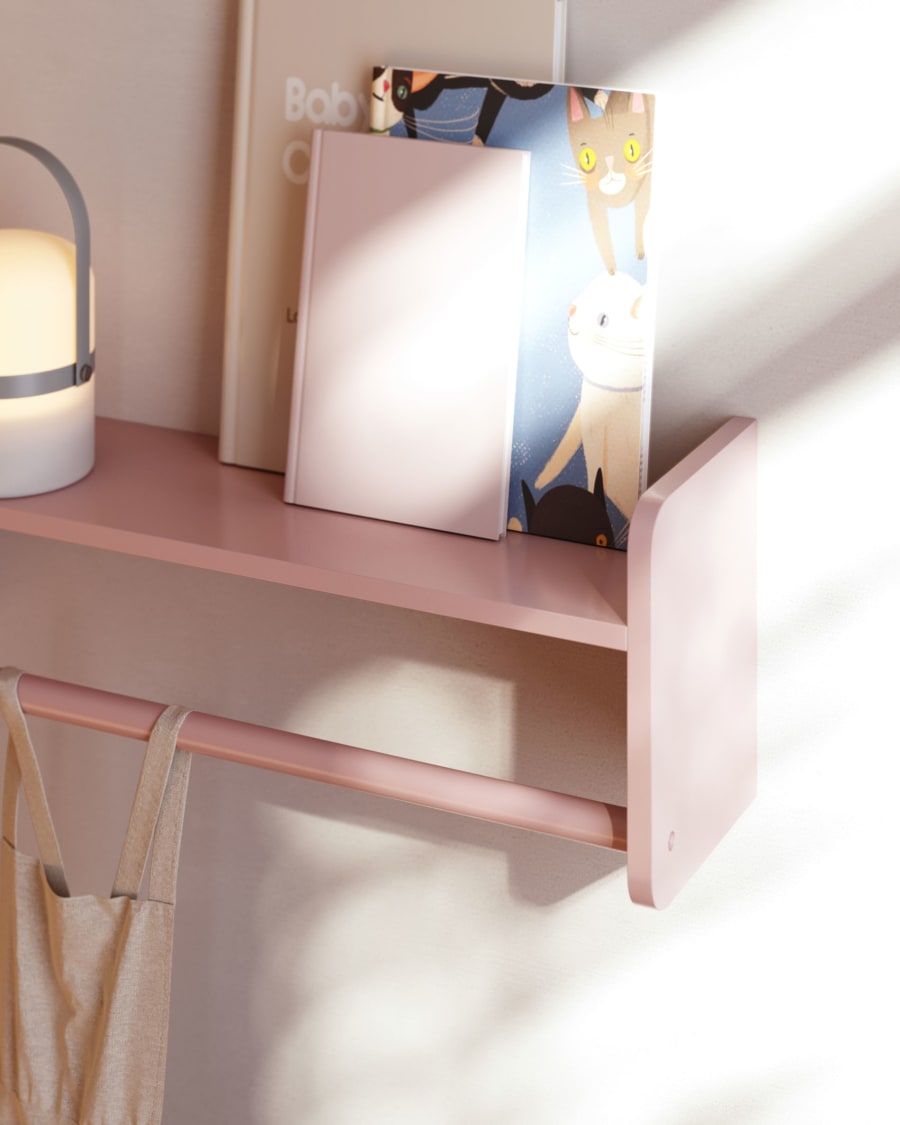Florentina MDF shelf with hangers pink finish 52.5 cm FSC