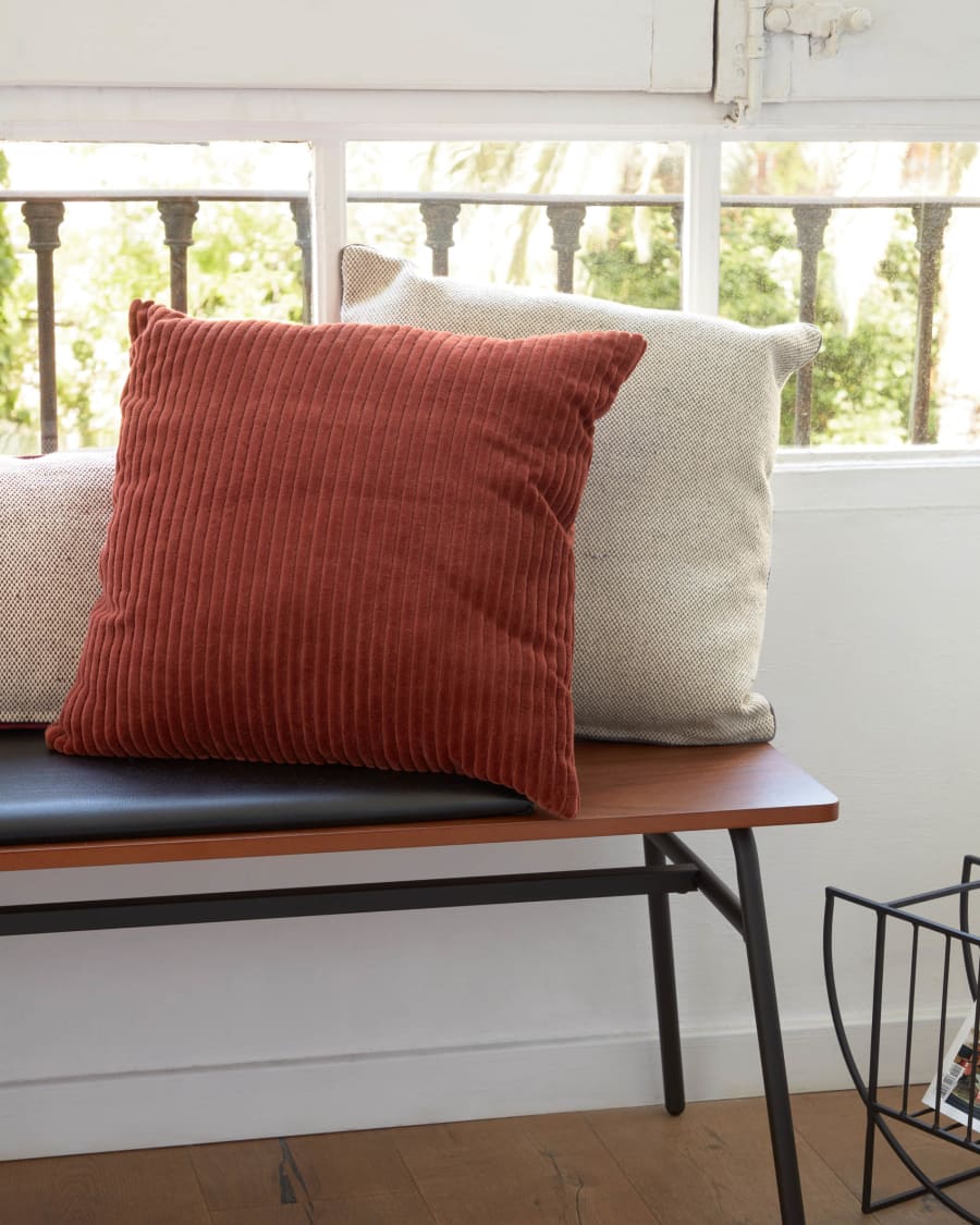 Cadenet cushion cover in terracotta wide seam corduroy, 45 x 45 cm